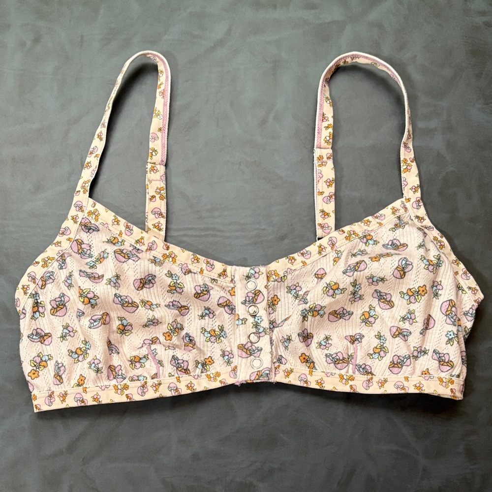 NWOT Mushroom Bralette Urban Outfitters Front Snap